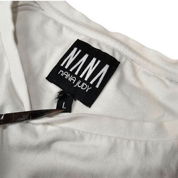Nana Judy White Zipper Detail Short Sleeve Tee Large - Picture 2 of 8